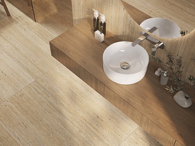 Керамогранит Cersanit 17422 Travertino бежевый рельеф ректификат 60x120