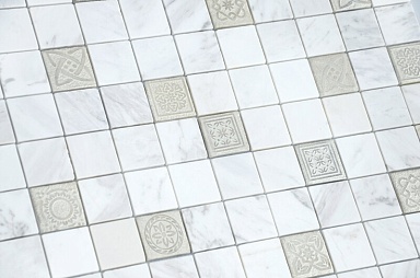 Мозаика Caramelle Mosaic Art Dolomiti bianco MAT 48x48x8 300x300x8