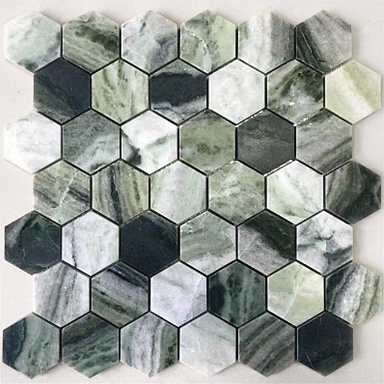 Мозаика Caramelle Mosaic Onice Verde oliva POL hex 23x40x7 292x289x7