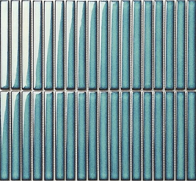 Мозаика Porcelain mosaic Y15FW28 Strip Бирюзовый глянцевый 1.5х14.5 29.4х31.3