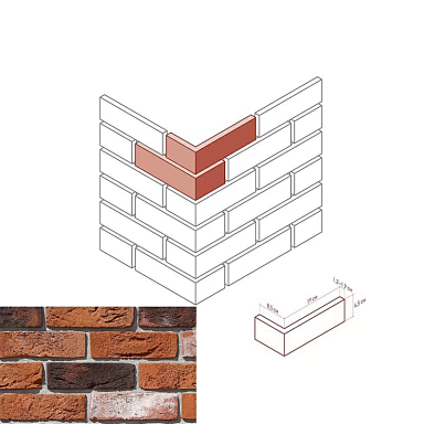 Искусственный камень White Hills 683-65 Ринн Брик Design угол 8.5x19x6.5