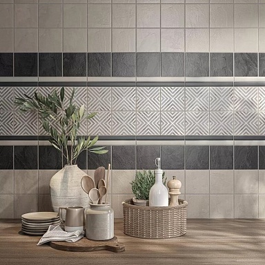 Декоративная вставка Kerama Marazzi STG/C401/1270H Амальфи орнамент серый 9.8x9.8