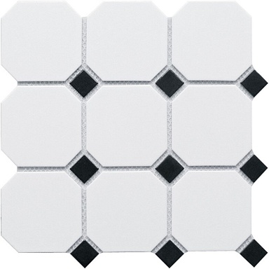 Мозаика StarMosaic Octagon big White/Black Matt (CLA006) 30х30