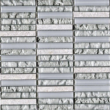 Мозаика L'Antic Colonial L242521831 Tecno Linear Silver White 1.5x9.7 G517 29,6x29,6x0,8