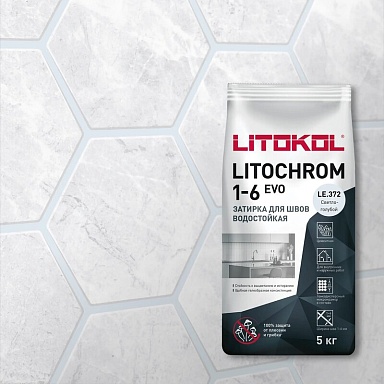 Смеси и затирки LITOKOL Litochrom 1-6 Evo LE.372 Светло-голубой 2кг 507290002
