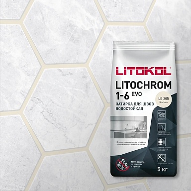 Смеси и затирки LITOKOL Litochrom 1-6 Evo LE.205 Жасмин 2кг 500190002