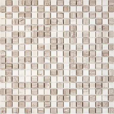 Мозаика Pixmosaic PIX280 White Wooden, Dolomiti Bianco из мрамора полированная 15x15 305х305x4