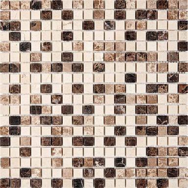 Мозаика Pixmosaic PIX271 Emperador Dark, light, Crema Nova из мрамора матовая 15x15 305х305x4