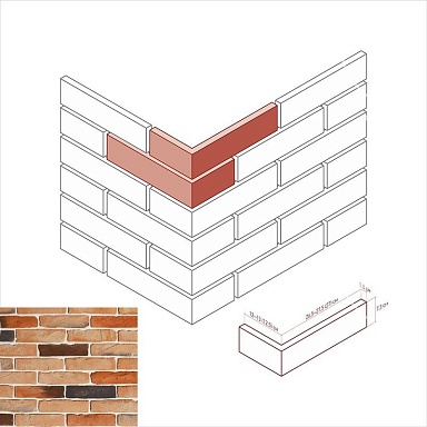 Искусственный камень White Hills 391-55 Тироль брик Design угол 13-12x7.3 (26.5-27.5x7.3)
