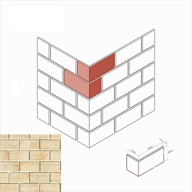 Искусственный камень White Hills 465-25 Монте Кьяро Угол 8x18x9.5