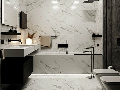 Керамогранит Idalgo Granite Stone Calacatta Pearl / Гранит Стоун Калакатта Жемчуг LLR 120x60