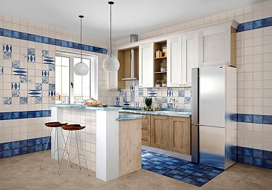 Декор Eletto Ceramica 586832001 Faenza Cobalt Flor Frise 1 15.6x63