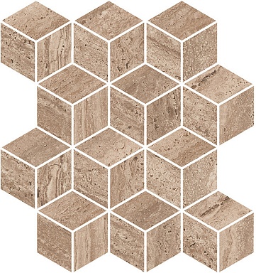 Kerama Marazzi KMD2MSM018BR Декор Про Травертин мозаичный коричневый светлый матовый обрезной 34,5x37x0,9