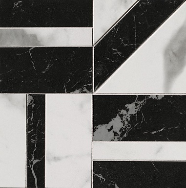 Декор FAP Ceramiche fQKC Carrara Superiore / Nero Elegante Deco Mosaico 30x30