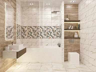Панно Azori Панно Calacatta Ivori Strelitzia 50,5*40,2