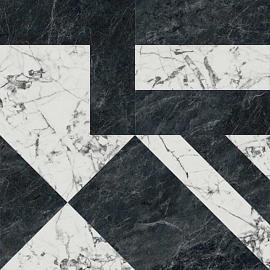 Керамогранит Kerama Marazzi SG013302R Бьянко Неро белый чёрный лаппатированный 119.5*119.5