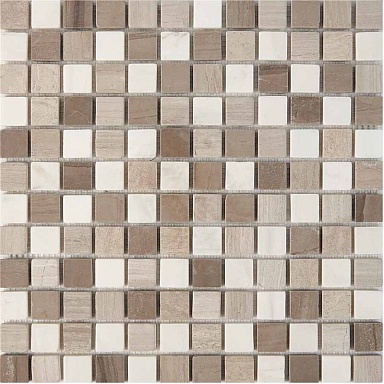 Мозаика Pixmosaic PIX279 White Wooden, Dolomiti Bianco, Athens Grey из мрамора матовая 23x23 305х305x6