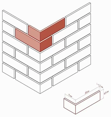 Искусственный камень White Hills 320-25 Кельн брик угол 9x20x6.5