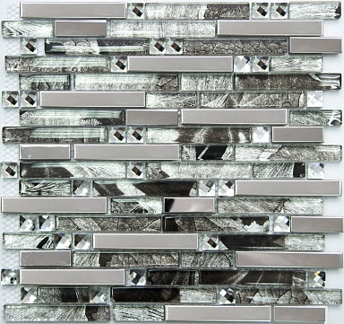 Мозаика NSmosaic MS-623 метал стекло (15,48*98*8) 298*305