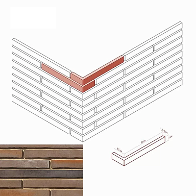 Искусственный камень White Hills 689-65 Дюрен Брик Design Угол 8,5/33x4x1,7-2