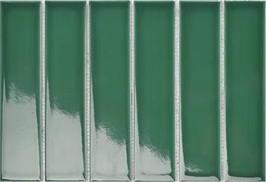 Мозаика Porcelain mosaic Y45P338 Strip Зеленая глянцевая 4.5x19.5 28.8x19.5