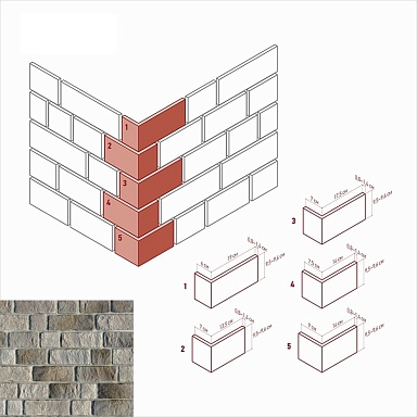Искусственный камень White Hills 495-85 Эль Торре Угол 6x19 (7x13,5; 7x17,5; 7,5x14; 9x14) x 9,5-9,6