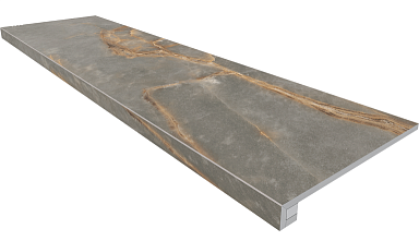 Ametis by Estima Комплект IN01 Intense Grey (Ступень 33x120 неполированный прямоугольный бортик без насечек + Подступенок 14,5x120)