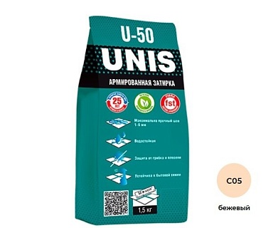 Смеси и затирки Unis Затирка U-50 U-50 Бежевый С05 1.5 кг
