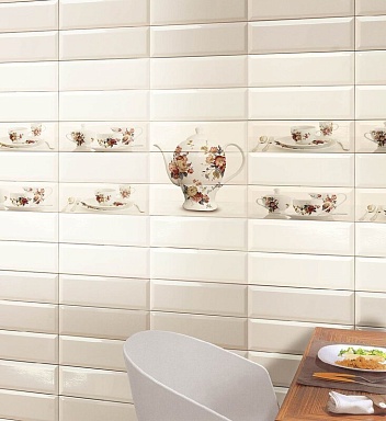Плитка Absolut Keramika Monocolor Biselado Brillo Beige 10X30