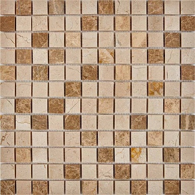 Мозаика Pixmosaic PIX274 Emperador Light, Crema Nova из мрамора полированная 23x23 305х305x6