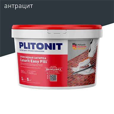 Смеси и затирки Plitonit Colorit Easy Fill Трёхкомпонентная эпоксидная Антрацит 1 кг