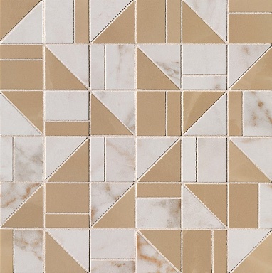 Мозаика FAP Ceramiche fQKM Calacatta Delicato / Onice Miele Slash Mosaico 30,5x30,5