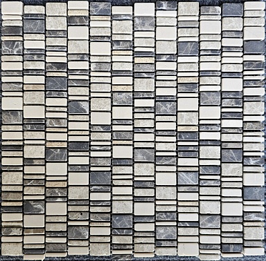 Мозаика Pixmosaic PIX319 Cream Nova,Dark Emperador,Light Emperador матовая 310х307х6