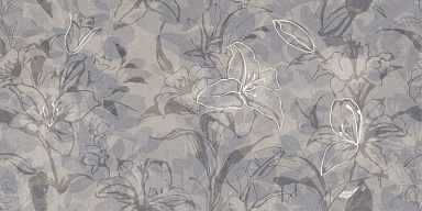 Керамогранит Meissen 17551 Floresta цветы синий ректификат 60x120