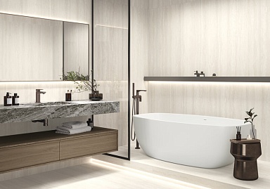 Керамогранит LCM 60120TVW11M Travertine World Beige матовый карвинг 600x1200x7