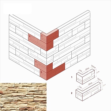 Искусственный камень White Hills 101-15 Кросс Фелл угловой 7х25,5x10 (6х15,5x10)