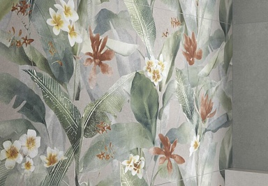 Керамогранит Meissen 17648 Floresta цветы серый ректификат 60x120
